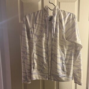 Patagonia Cream and lavender Leaf Print sunshirt hoody